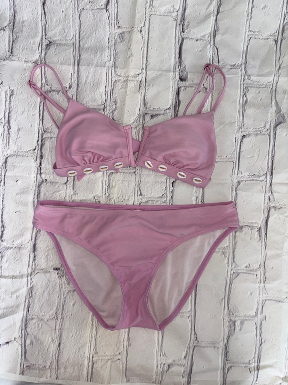 Hula Honey Mauve Shell-Accent Two-Piece Bikini